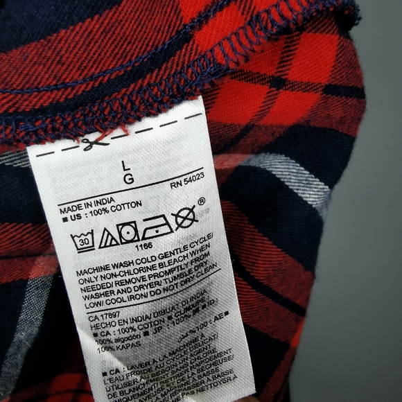OLD NAVY Blue & Red Plaid Long Sleeve Button Down Shirt - Picture 3 of 4